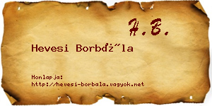 Hevesi Borbála névjegykártya